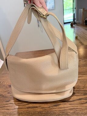 Vintage Coach Beige Sonoma Flap Pebbled Leather Shoulder Bag